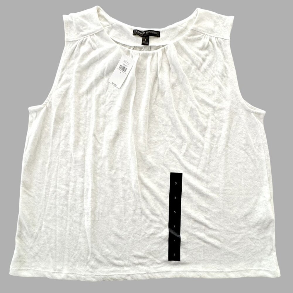 BANANA REPUBLIC FACTORY Women’s Linen Blend Gathered Tank Top, BNWT, Sz S